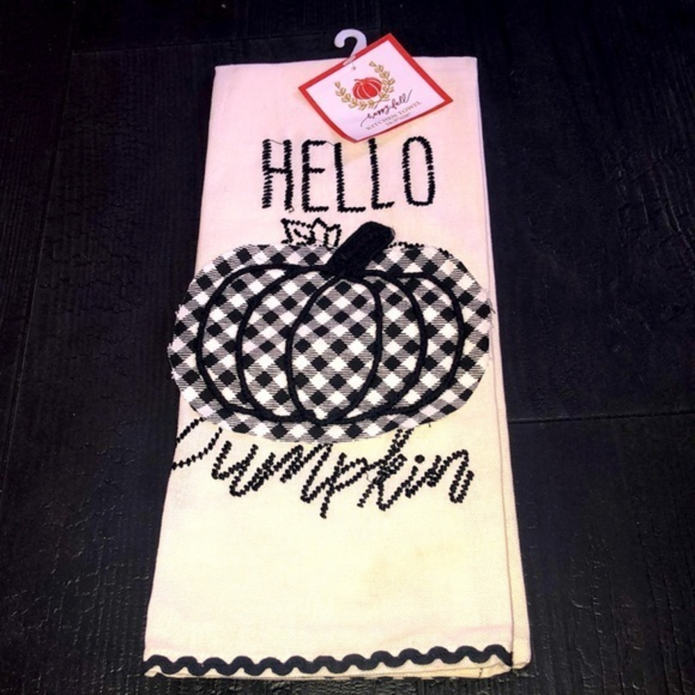 Hello Pumpkin Fall Kitchen‎ Towel Buffalo Plaid New